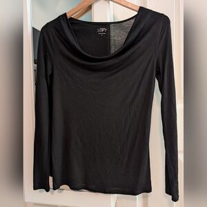 LOFT Black Lightweight Drapeneck Long Sleeve Tee Women's S